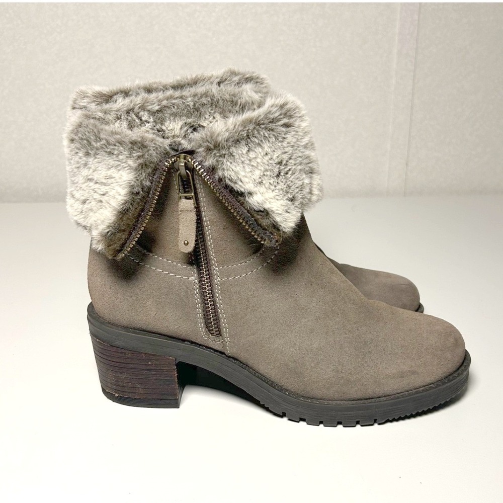 Vintage foundry women's Jeanette leather suede boots olive faux fur lined size 9 - Picture 5 of 10